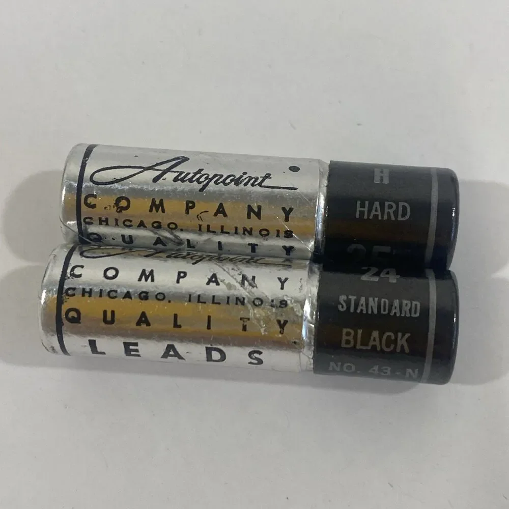 Vtg Lot (2) AUTOPOINT Mechanical Pencil Lead 43-N H Hard Black 1-3/8